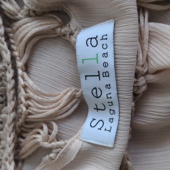 3/$15 Stella Laguna women's hippie boho fringe crochet top beach cover sz small - Picture 10 of 10